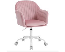 J&R Bureaustoel - Kantoor stoel - Stoel - Eettafel stoel - Fluwelen stoel - Kaptafel stoel - Hoogte verstelbaar - Draaibaar - 360 graden - Fluweel - Roze
