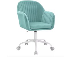 J&R Bureaustoel - Kantoor stoel - Stoel - Eettafel stoel - Fluwelen stoel - Kaptafel stoel - Hoogte verstelbaar - Draaibaar - 360 graden - Fluweel - Turquoise