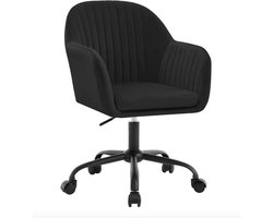 J&R Bureaustoel - Kantoor stoel - Stoel - Eettafel stoel - Fluwelen stoel - Kaptafel stoel - Hoogte verstelbaar - Draaibaar - 360 graden - Fluweel - Zwart