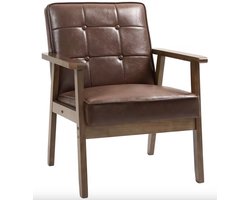 J&R Fauteuil - Leesstoel - Stoel - Eenpersoonsstoel - Woonkamer stoel - PU Leer - Bruin