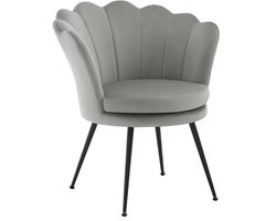 J&R Fauteuil Velvet Design – Moderne Lounge Stoel met Bloemvorm en Metalen Poten – Fluwelen Relaxstoel / Stoel voor Woonkamer, Slaapkamer of Kantoor – Fluweel - Grijs