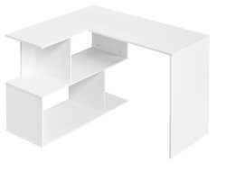 J&R hoekbureau - Bureau - Kantoortafel - Computerbureau - L-Vorm bureau - Opberg ruimte - Met vakken - Hout - Wit