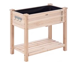 J&R Houten plantenbak - Plantenbed - Verhoogd - Optimale Drainage - 100KG - 86x46x76 - Inclusief plantgereedschap - Inclusief plantlabels