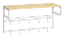 J&R Kapstok - Muur kapstok - Kledingrek - Wand kapstok - Hang kapstok - Wandmontage - Plank - 10 haken - Metaal - Hout - Wit
