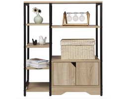 J&R Kast - Opbergkast - Boekenkast - Plankenkast - Halfhoge kast - Industrieel - Bruin - Zwart