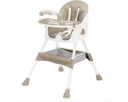 J&R Kinderstoel - Babystoel - Baby stoel - Baby eetstoel - babystoel voor aan tafel - Opvouwbaar - Verstelbaar - Met speelboog - Khaki/Beige