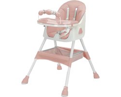 J&R Kinderstoel - Babystoel - Baby stoel - Baby eetstoel - babystoel voor aan tafel - Opvouwbaar - Verstelbaar - Met speelboog - Roze