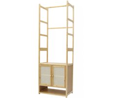 J&R Kledingrek - Rek - Kapstok - Kledingstandaard - Kledingstang - Garderobe rek - Bamboe - Rotan - Hout - Bruin