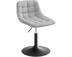J&R Kruk - Kaptafel kruk - Bureau Kruk - Lage kruk - Make-up kruk - Stoel - Bureaustoel - Hoogte verstelbaar - 360 graden - Draaibaar - Chenille - Teddy stof - Zachte stof - Grijs
