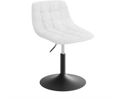 J&R Kruk - Kaptafel kruk - Bureau Kruk - Lage kruk - Make-up kruk - Stoel - Bureaustoel - Hoogte verstelbaar - 360 graden - Draaibaar - Chenille - Teddy stof - Zachte stof - Wit
