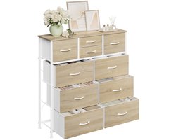 J&R Ladekast - Dressoir - Gangkast - Kast - Opbergkast - Kledingkast - Metalen frame - Houten basis met stof bekleed lades - Industrieel - Light oak