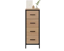 J&R Ladekast - Kast - Badkamer kast - Badkamer meubel - Opbergkast - 4 lades - Industrieel - Hout - Bruin