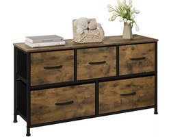 J&R Ladekast - TV kast - Opbergkast - Gangkast - Kleding kast - Schoenenkast - Stoffen lades - Stoffen laden - Metalen frame - Houten bovenkant - Bruin - Zwart