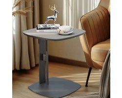 J&R Luxe bijzettafel - Eindtafel - Koffietafel - Theetafel - Zadelleer - Metalen frame - 45cm - Grijs/Zwart