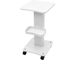J&R Medische Trolley tafel - Tafelwagen - Roltafel - Wit - Rollend - Schoonheidssalon - Kar - Medisch - Kapper - Trolley