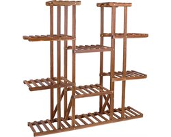 J&R Plantenrek - Plantenstandaard - Houten plantenrek - Grenen - Hout - Bruin - 115x116x25cm