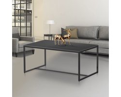 J&R Salontafel - Gesinterd steen salontafel - Marmerlook - Tafel - Rechthoek - Zwart - 100x60x43cm
