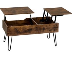 J&R Salontafel - Salontafel met opbergruimte - Dubbele hefplaat - Hoogte verstelbaar - Industrieel - Rustic Brown - Bruin/Zwart
