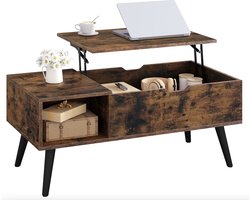 J&R Salontafel - Salontafel met opbergvak - Salontafel met hefplank - Met klep - Vak - Bruin - Hout - 100x50x43cm