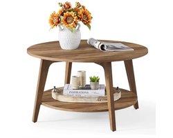 J&R Salontafel - Tafel - Ronde salontafel - Banktafel - 2 lagen - Landelijk - Modern - Hout - Bruin