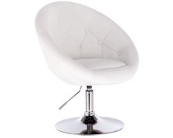 J&R Stoel - Draaistoel - Eetkamerstoel - Eettafel stoel - Kapper stoel - Lounge stoel - Fauteuil - Woonkamer stoel - Draaibaar - Hoogte verstelbaar - PU Leer - Wit