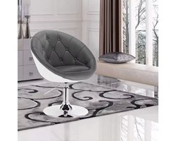 J&R Stoel - Draaistoel - Eetkamerstoel - Eettafel stoel - Kapper stoel - Lounge stoel - Fauteuil - Woonkamer stoel - Draaibaar - Hoogte verstelbaar - PU Leer - Grijs - Wit