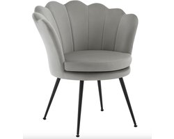 J&R Stoel - Eetkamerstoel - Eettafel stoel - Fauteuil - Babykamer stoel - Leesstoel - fluwelen stoel - fluweel - Grijs