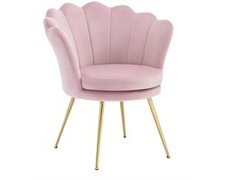 J&R Stoel - Eetkamerstoel - Eettafel stoel - Fauteuil - Babykamer stoel - Leesstoel - Setje Meubelviltjes - fluwelen stoel - fluweel - Roze