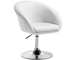 J&R Stoel - Eetkamerstoel - Kapperstoel - Draaistoel - Bureaustoel - Woonkamer stoel - Kaptafel stoel - Salon stoel - Hoogte verstelbaar - Draaibaar - 360 graden - PU leer - Wit