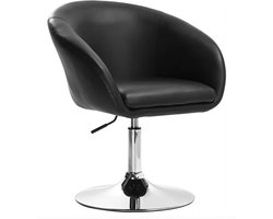 J&R Stoel - Eetkamerstoel - Kapperstoel - Draaistoel - Bureaustoel - Woonkamer stoel - Kaptafel stoel - Salon stoel - Hoogte verstelbaar - Draaibaar - 360 graden - PU leer - Zwart