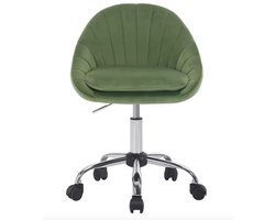 J&R Stoel - Kaptafel stoel - Fluwelen Bureaustoel - Cosmetisch - Make-up - Bureau - Op wielen - Hoogte instelbaar - Fluweel - Velvet - Groen