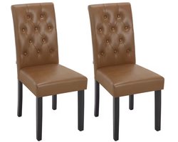 J&R Stoelen - Set van 2 stoelen - Eetkamerstoel - Eettafel stoel - Eetstoel - Stoel - PU leer - Klassiek - Bruin