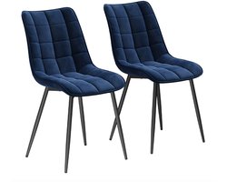 J&R Stoelen - Set van 2 stoelen - Eetkamerstoel - Eettafel stoel - Eetstoel - Stoelen - Fluwelen stoelen - Draaibaar - Fluweel - Velvet - Blauw