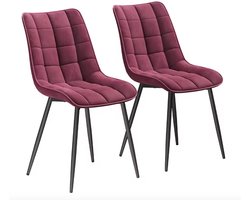 J&R Stoelen - Set van 2 stoelen - Eetkamerstoel - Eettafel stoel - Eetstoel - Stoelen - Fluwelen stoelen - Draaibaar - Fluweel - Velvet - Bordeaux Rood
