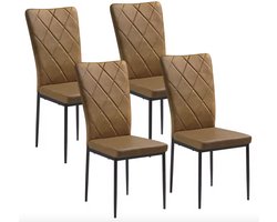 J&R Stoelen - Set van 4 stoelen - Eetkamerstoel - Eettafel stoel - Eetstoel - Stoel - PU leer - Kunstleer - Bruin