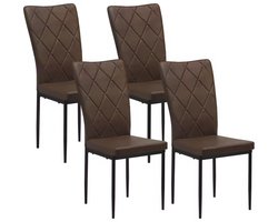 J&R Stoelen - Set van 4 stoelen - Eetkamerstoel - Eettafel stoel - Eetstoel - Stoel - PU leer - Kunstleer - Donkerbruin