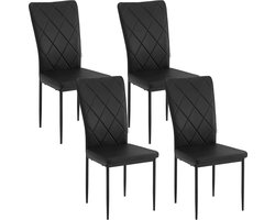 J&R Stoelen - Set van 4 stoelen - Eetkamerstoel - Eettafel stoel - Eetstoel - Stoel - PU leer - Kunstleer - Zwart