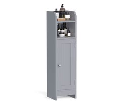 J&R Toiletkastje - Toilet kastje - Opbergkastje - Wc rol kastje - Badkamer kast - Deur - Planken - Grijs
