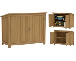 J&R Tuinkast - Opbergkast - Buitenkast - Weerbestendige kast - Kast buiten - Hout - gelakt - Bruin