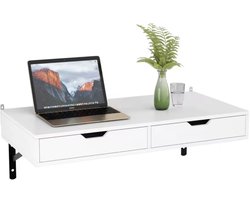 J&R Wandbureau - Wand tafel - Wand bureau - Hang tafel - Hang bureau - 2 lades - 80 cm - Wit