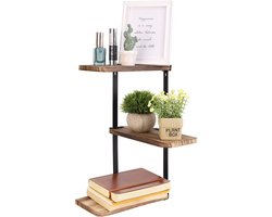 J&R Wandplank - Wandrek - Wandplank hout - 3 planken - Hoek plank - Industrieel - Hout en metaal