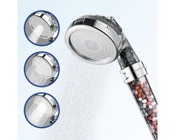 JRichter ® Ionische Douchekop Waterbesparend, 70% Zuiniger - 3 Standen - Incl. Stopknop - Makkelijke Installatie