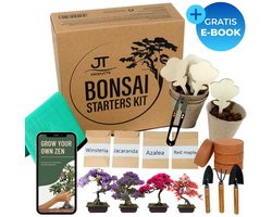 JT Products Bonsai Starters Kit – Met Uitgebreide E-Book – 4 Soorten Zaden – Bonsai Schaar – Bonsai Gereedschap – Bonsai Zaden – Bonsai Kit – Bonsai Boompje - Kweekset Cadeau - Bonsai Verzorgingsset - Moederdag Cadeau - Cadeautje Voor Mama