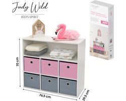 JUDY WILD "HAPPY" MEUBLE MET 1 OPEN VAK EN 6 LADES ROZE EN GRIS 76X29,5XH70CM