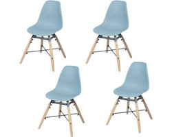 JUDY WILD SET x 4 BLAUWE KINDERSTOEL IN PP METALEN STRUCTUUR 30,5X36X56CM