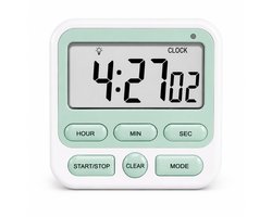 Juleika® Digitale Kookwekker met Klok & Lichtwaarschuwing | Incl. AAA Batterij | Groot LCD-Display | Magnetisch Uitklapbare Standaard | Flitslampje Lichtwaarschuwingsfunctie