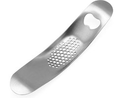 Jumada - Knoflookpers - Met bieropener - Keuken - Gereedschap - RVS - koken - Zilver