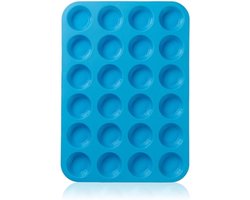 Jumada's - 24 stuks Siliconen Mini Muffin Bakvorm ⌀ 5 cm- Cupcakes - 24 stuks - Blauw - cupcake vormpjes - Muffin Bakvormen