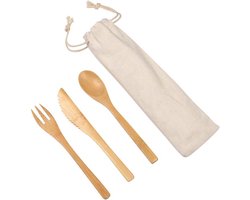 Jumada's - 3-delige bamboe bestekset - vorkmeslepel - voor BBQ camping en strand - herbruikbare set