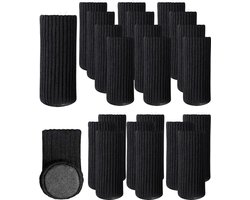 Jumada's - Elastische Stoelpoot Beschermers - Set van 24 - Zwart - Stoelsokken - Viltjes Stoelpoten - Stoelpoot Sokken - Stoeldoppen - Stoelbeschermer - Stoelsokjes - Stoelpoot Rubber - Stoelpoot Glijders - Meubelpoot - Poten voor Meubels